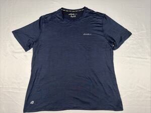 Eddie Bauer Shirt Mens XL Blue Short Sleeve FreeDry Motion Athletic Tee